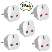 Travel Adapter - UK to EU Euro European adapter White Plug 2 Pin - Pack of 5