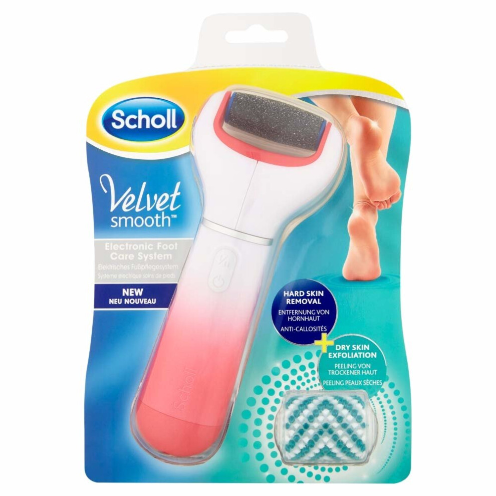 Scholl Velvet Smooth Electric Foot File with Exfoliating Refill, Pink