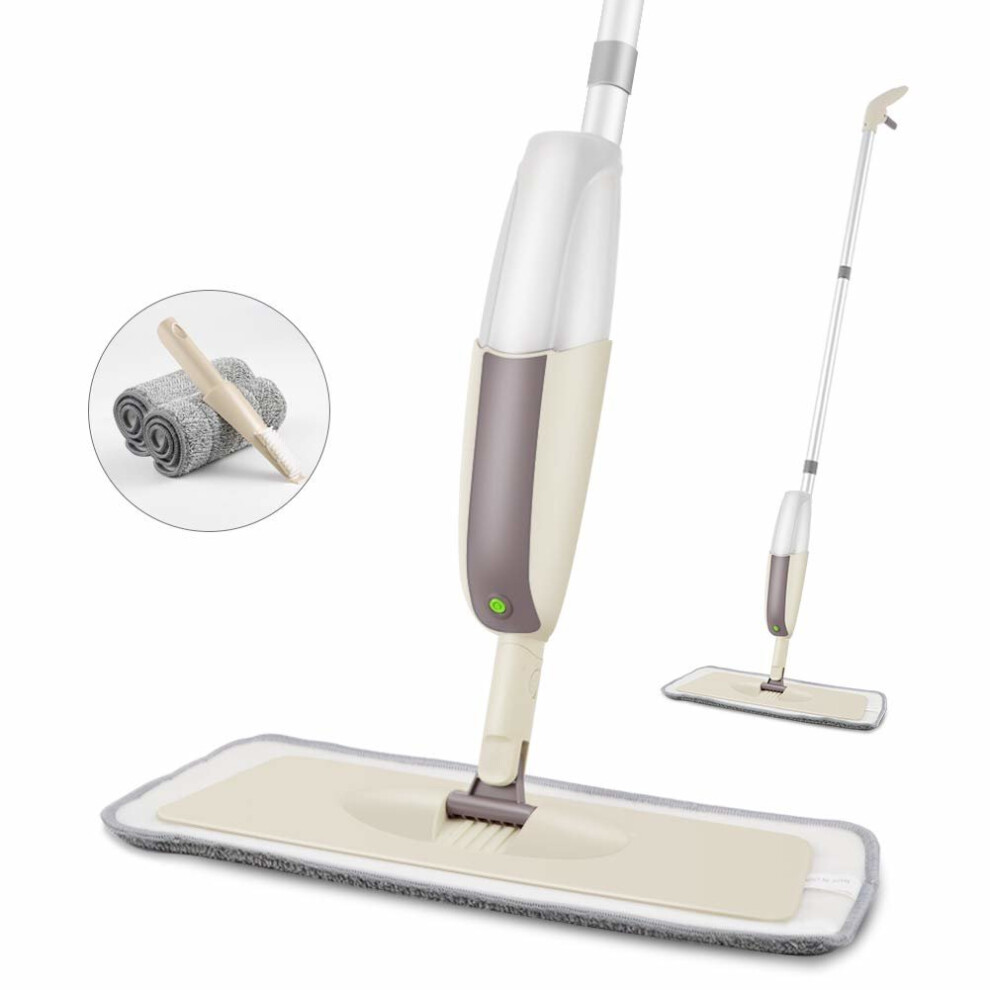 MEXERRIS Spray Mop with 2 Microfibre Pads, 300ml Refillable Bottle, 360 Rotating Head - For Hardwood, Marble, Tile, Laminate (AD-65)