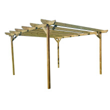 (3m x 3.6m (4 posts), Light Green) Garden Pergola Kit Wooden Chamfered - Exclusive Pergola Range