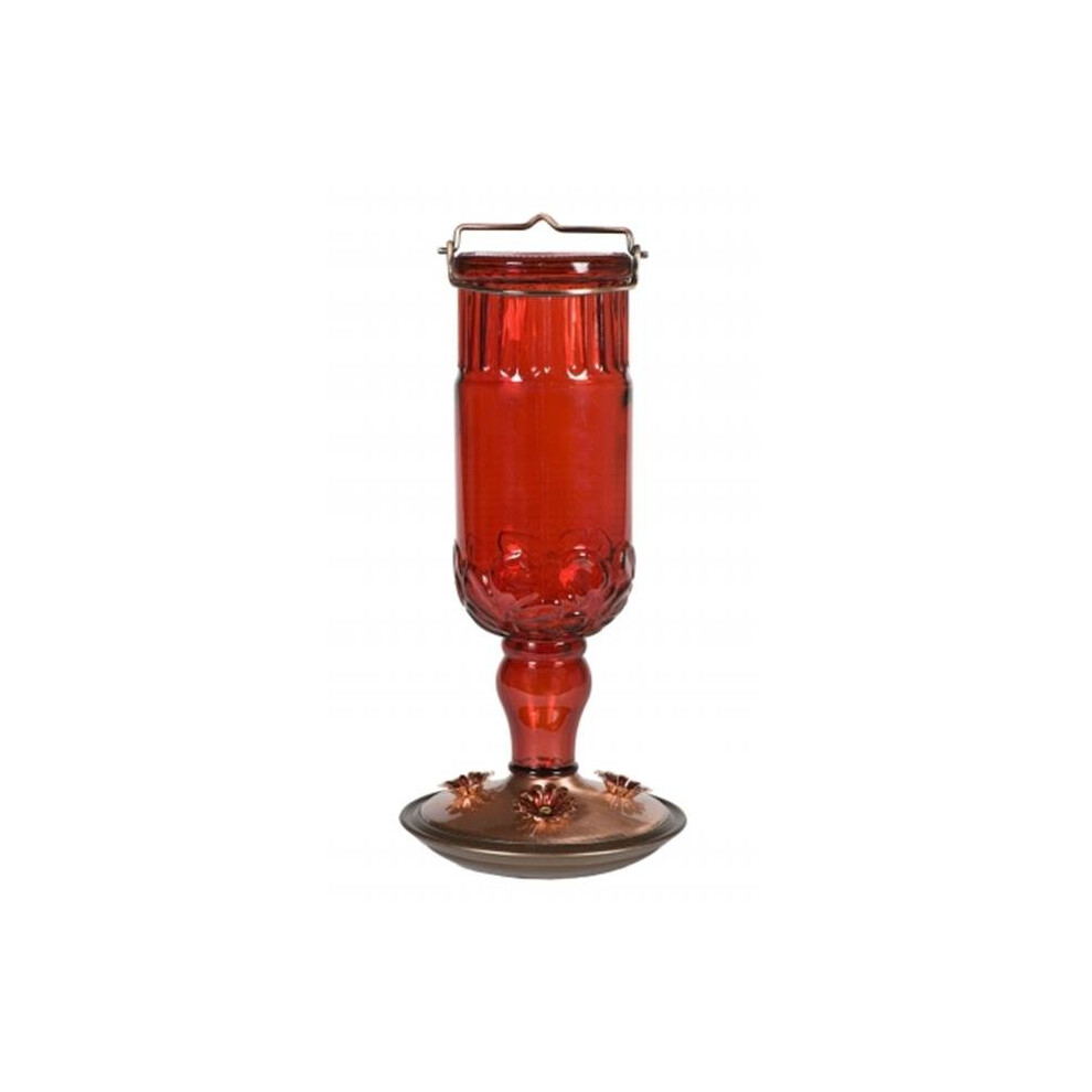 Perky Pet 24 oz Red Antique Glass Hummingbird Feeder