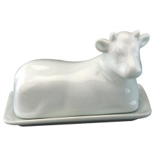 Traditional Porcelain Cow Belly Shape Covered Butter Dish W 18 x D 10 x H 11 cm