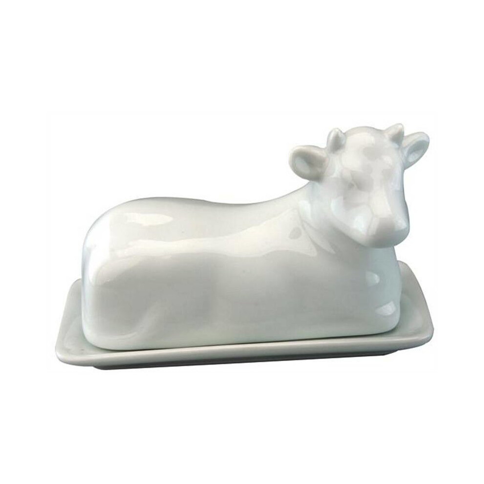 Traditional Porcelain Cow Belly Shape Covered Butter Dish W 18 x D 10 x H 11 cm