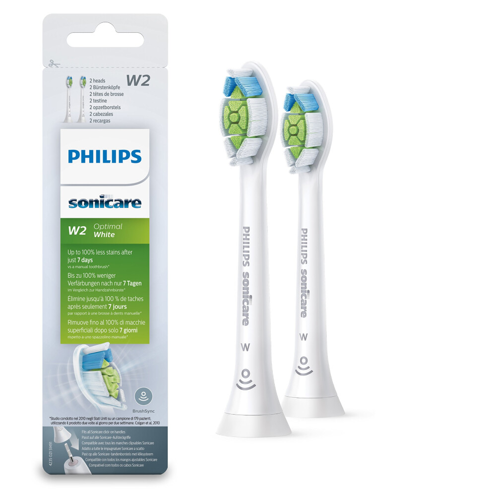 Philips Sonicare Optimal White BrushSync Enabled Replacement brush Heads, 2pk, White - HX6062/12