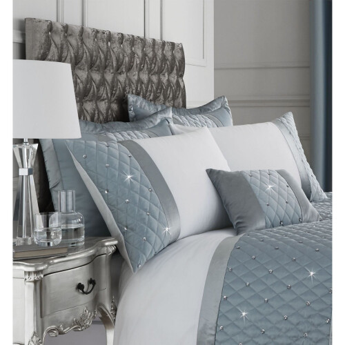 Catherine Lansfield Catherine Lansfield Sequin Cluster Double Duvet Set Duck Egg, Polyester-Cotton 1