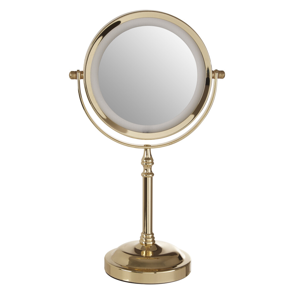 Premier Housewares Cassini Colour Iron Led Table Mirror Gold