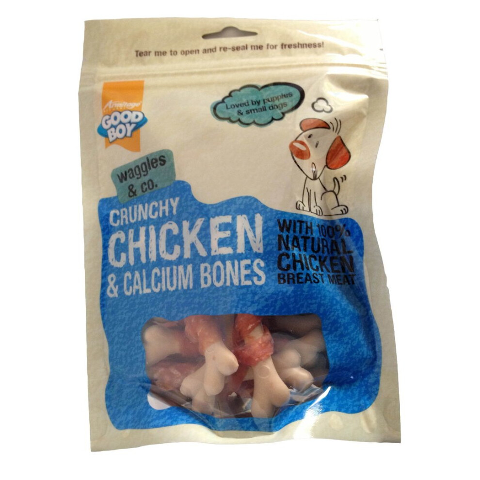 Photos - Dog Food Good Boy Waggles & Co Crunchy Chicken & Calcium Bones 100g  5566(Pack of 8)