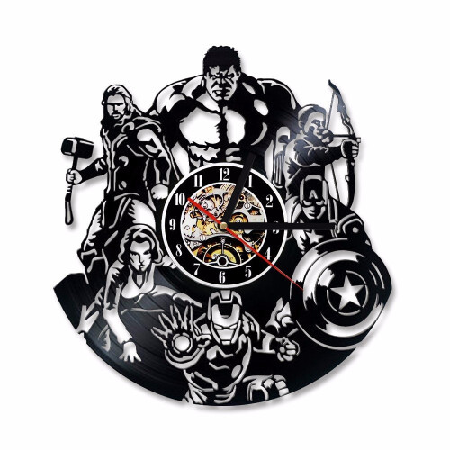 The Avengers Shape Vinyl Record Marvel Comics LED Wall Clock