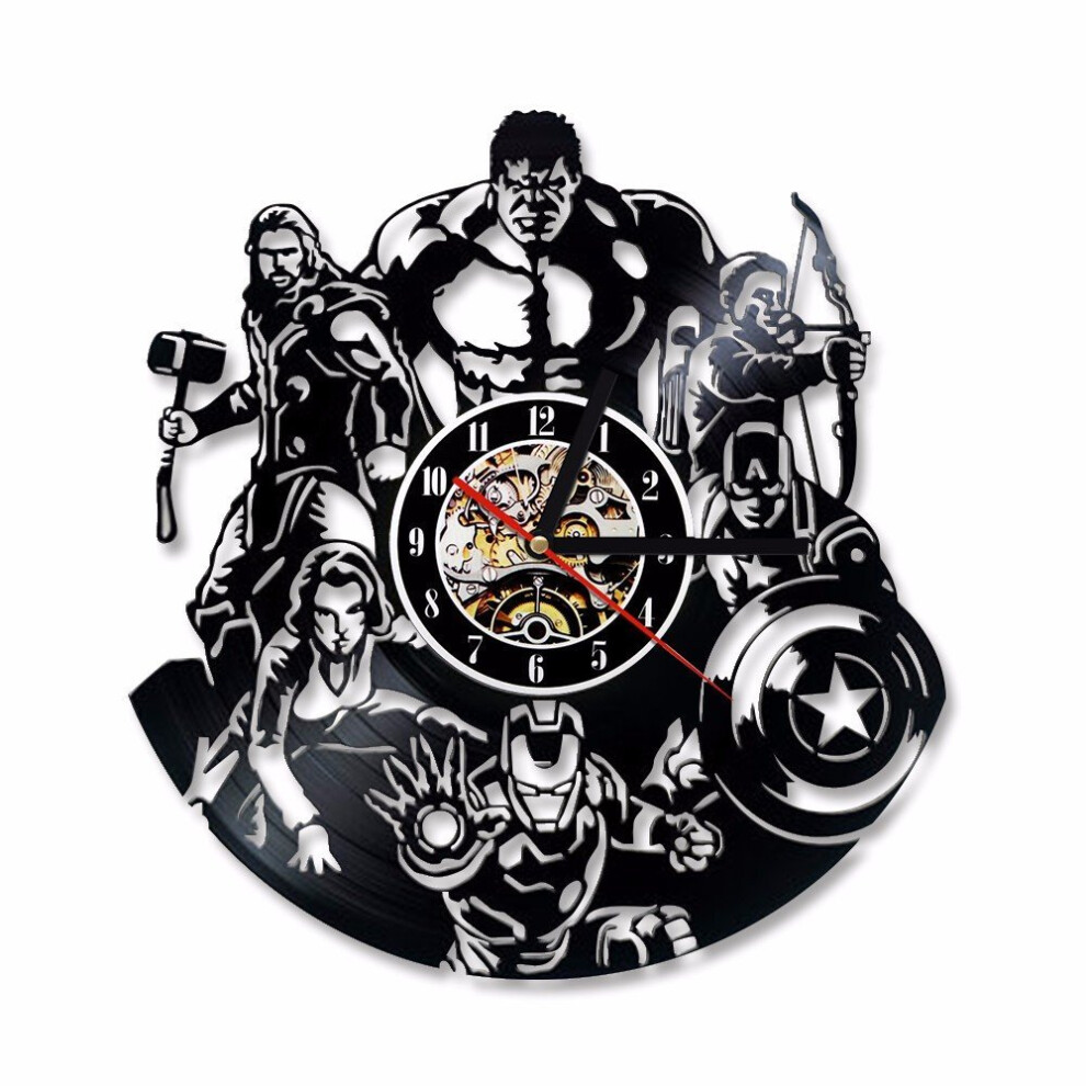 The Avengers Shape Vinyl Record Marvel Comics LED Wall Clock