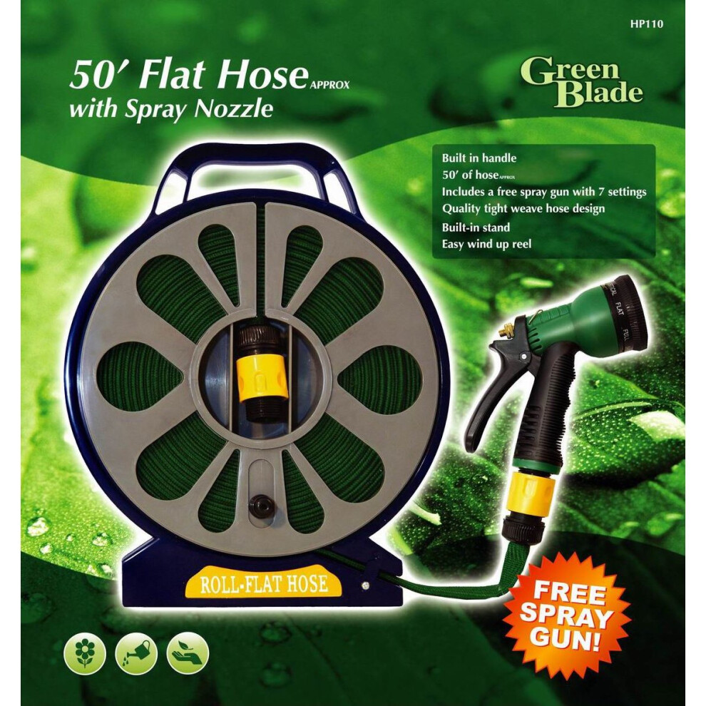 50Ft Flat Hose With Spray Nozzle And Free Spray Gun