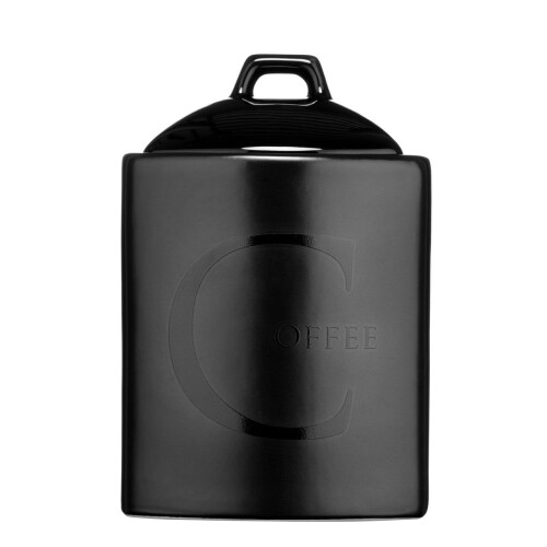 Sturdy Design Black Text Coffee Jar, Sleek Ceramic Coffee Jar For Kitchen, Easily Accessible Coffee Jar