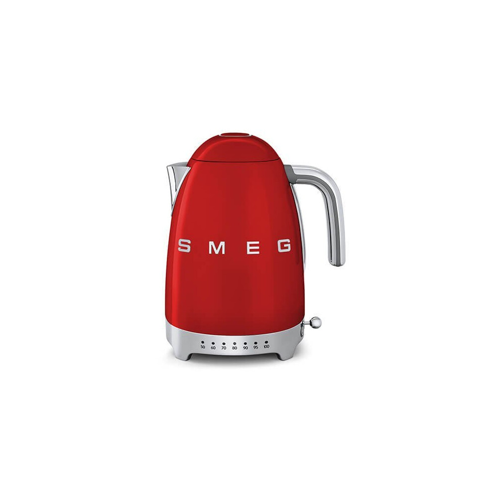Smeg KLF04RDUK 1.7L Red Kettle - 3kW, LED Display, 7 Temperature Settings, 360 Swivel Base, Soft-Open Lid, Water Level Indicator