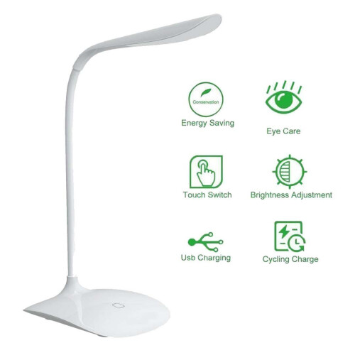 Desk Lamp Eye Protection LED Lamp Flexible Bedside Table Desk Lamp LED Reading Desk Light White2