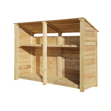 (4ft, Light Green) Wooden Log Store With Kindling Shelf - Reversed Roof (L-187cm, H-126cm / 180cm, W-81cm)