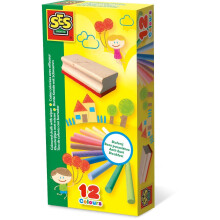 C-00208 ES SES Coloured Chalk with Wiper - Dust-Free, Bright Colours, Long-Lasting and Easily Washable