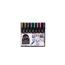 Uni Posca PC-5M Paint Marker Pen Wallet, Metallic Colours Set of 8 Assorted Colours, Medium Tip