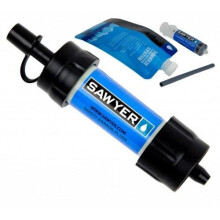 Sawyer SP128 Mini Vattenfiltrering blå - 0,1 mikron absolut, 7-log bakteriell reduktion, 6-log protozoer, tar bort mikroplaster, cirka 59 ml