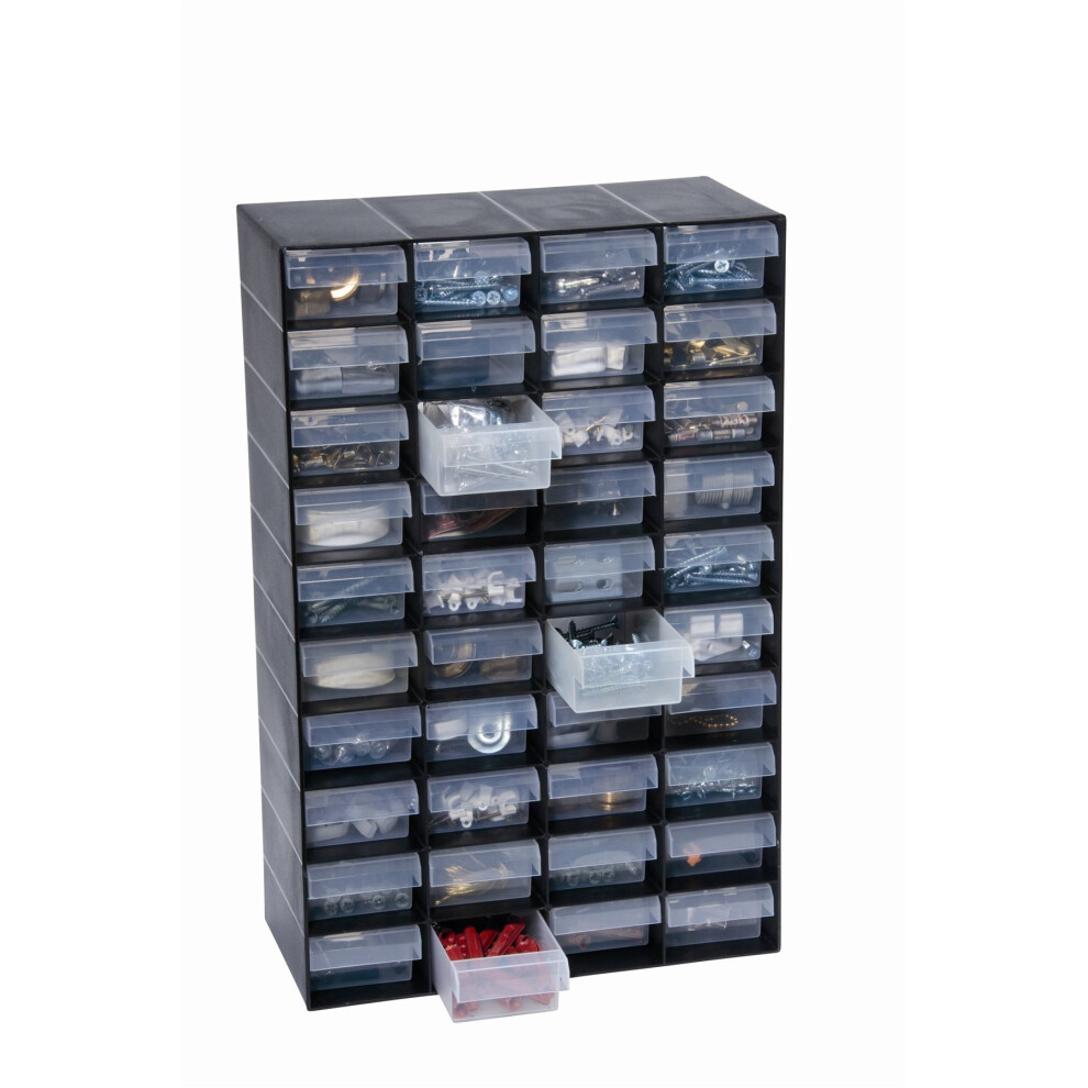 40-Drawer Plastic Storage Cabinet with Removable Drawers - Wall-Mountable Organizer for Home, Garage or Shed (42cm x 27cm x 13cm)