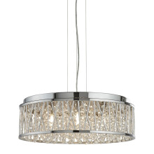 Searchlight Elise 7 Lights LED Chrome Clear Crystal Drops Aluminium Tube Pendant