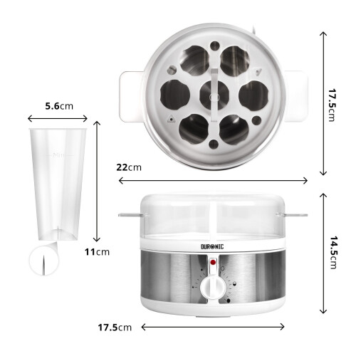 Duronic Electric Egg Boiler EB35 WE, Eggs Steamer, Egg Cooking Machine, Automatic Egg Boiler Poacher for 7 Soft, Medium Hard Boiled Eggs 2