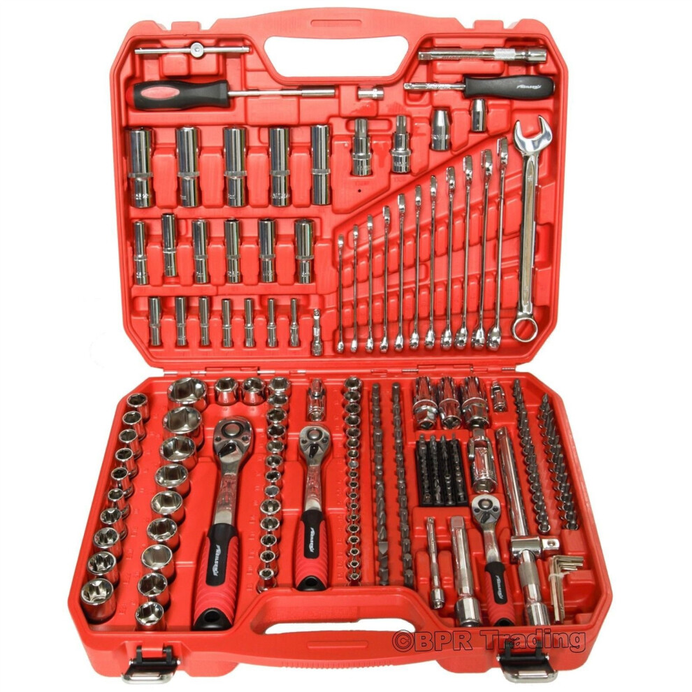 219 PC Socket Set Ratchet Handle Wrench Tool Spanners 1/4" 3/8" 1/2"Drive