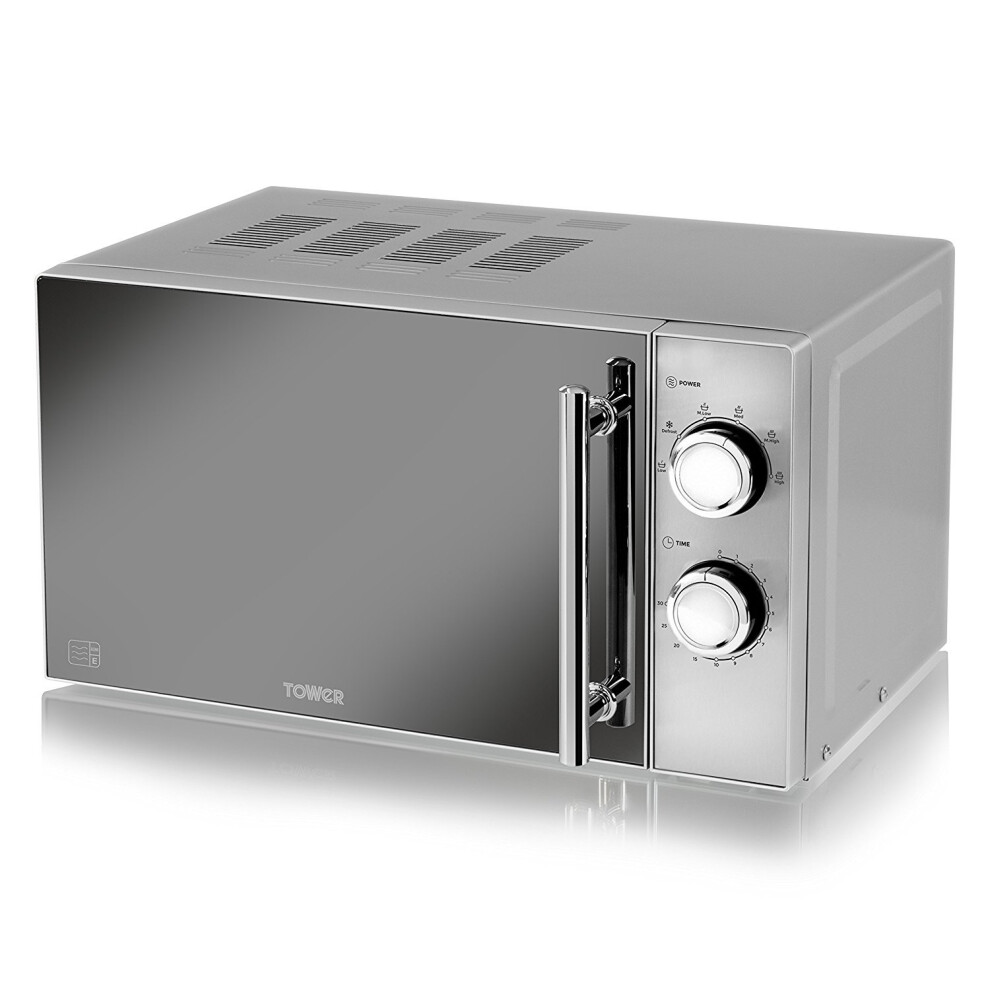 Tower T24015S Silver Manual Solo Microwave 800w, 20 Litre