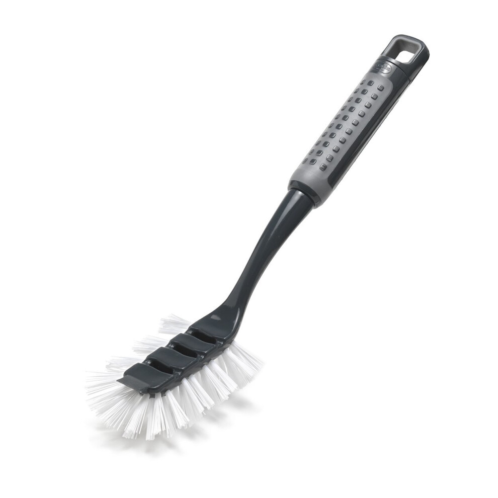 Addis ComfiGrip Washing Up Dish Brush with Scraper, Metallic Graphite, 6 x 8 x 30 cm