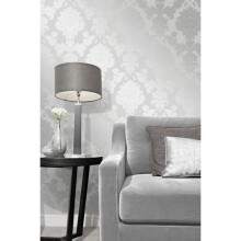 Elegant Quartz Damask Silver Wallpaper Wall Decoration 0.52M X 10.05M