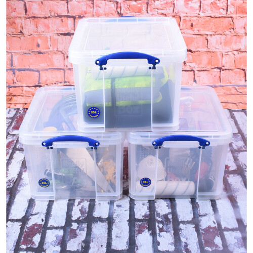 Really Useful 3 x 35 Litre Storage Box, Clear, Bonus Pack 2