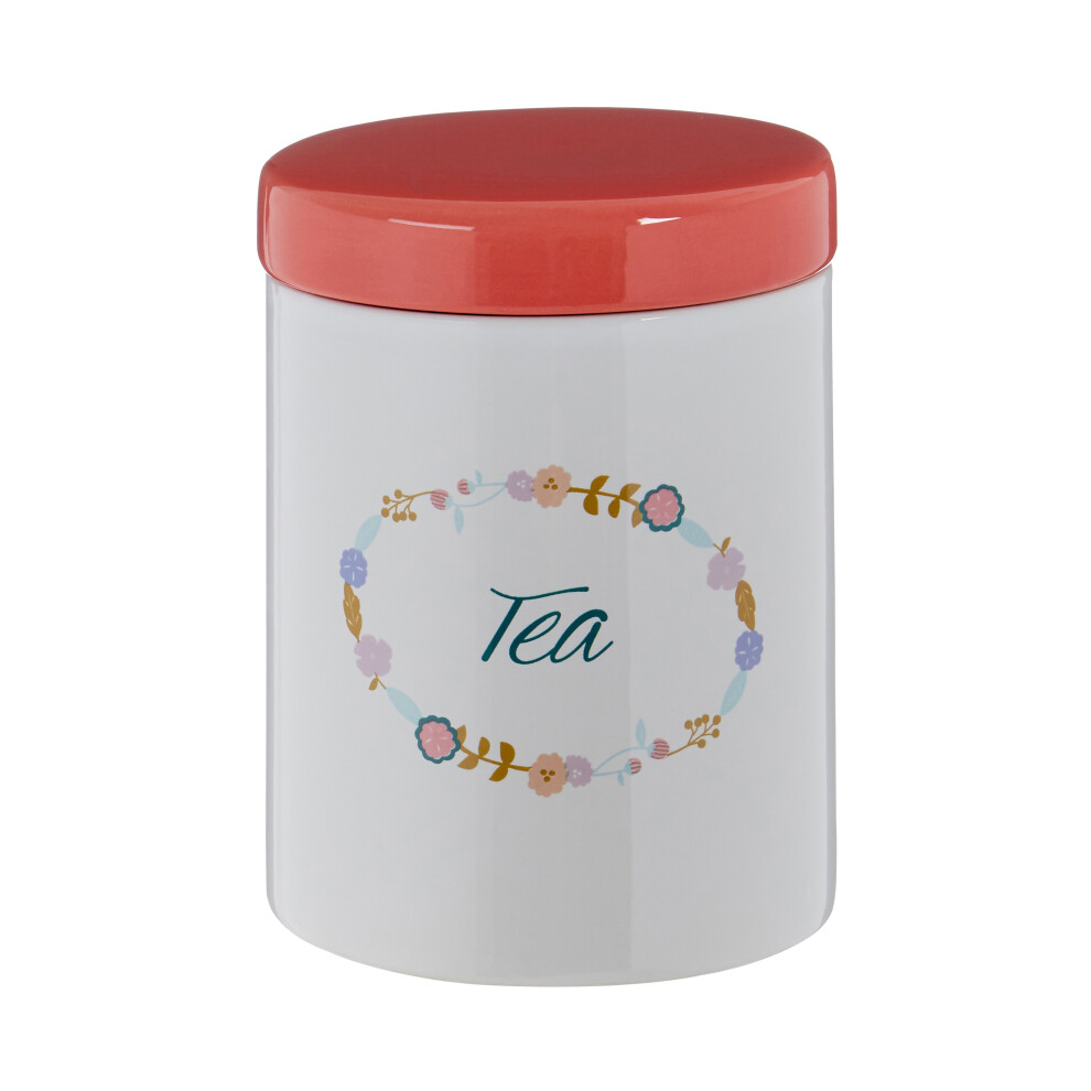 Premier Housewares Amelie Tea Canister, Multi-Coloured White