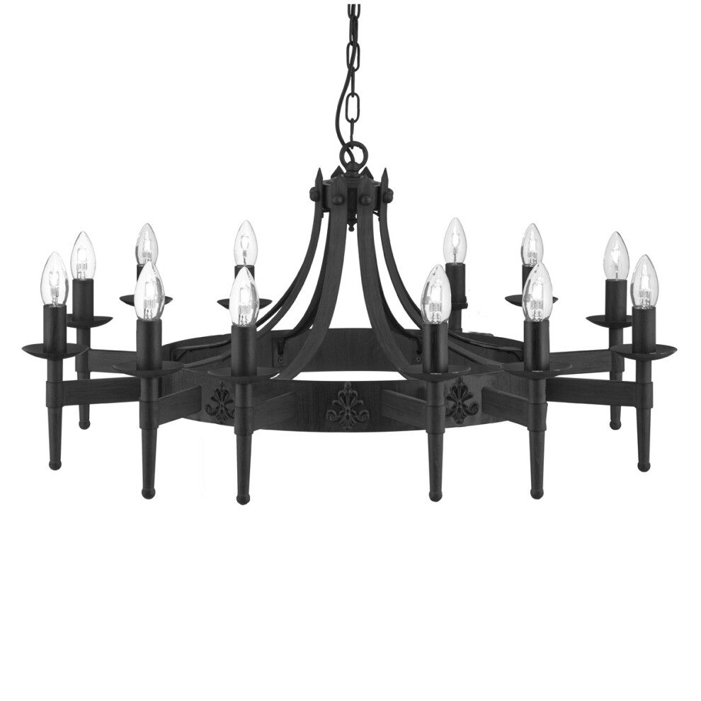 Cartwheel Wrought Iron 12light Ceiling Fitting Chandelier Pendant Home Lighting