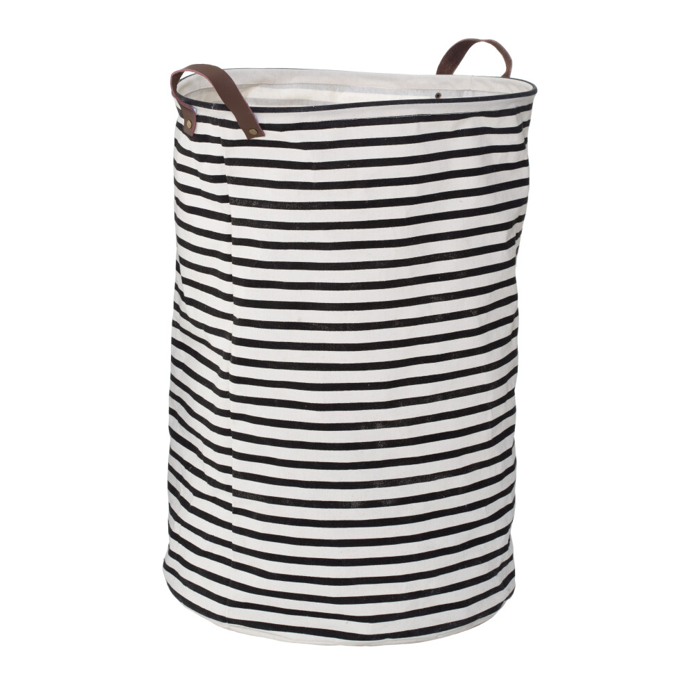 Premier Housewares Stripe And Natural Laundry Bag Black