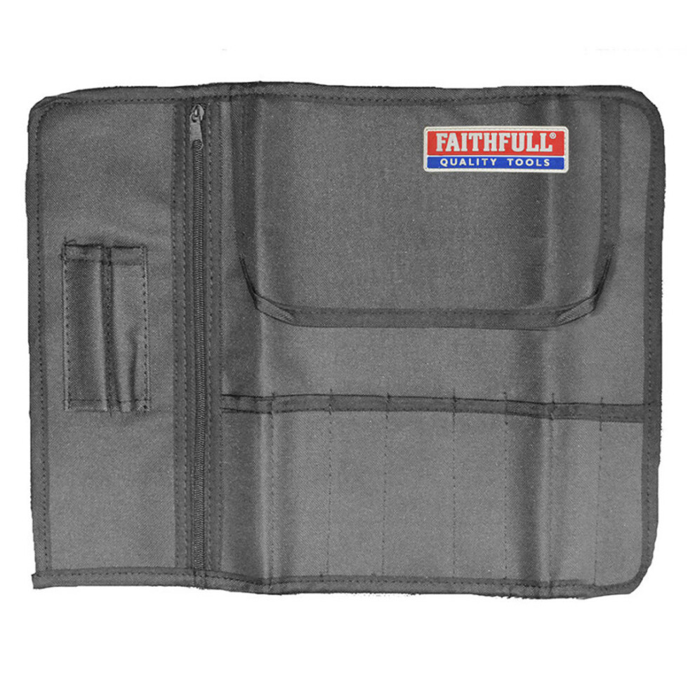 8 Pocket Leather Tool & Chisel Holder Storage Roll Pouch Faithfull FAILCR8