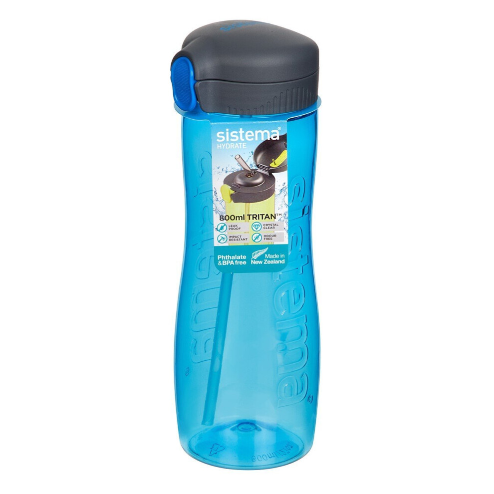 Sistema Quick Flip Tritan Bottle, Assorted Colours, 800 Ml