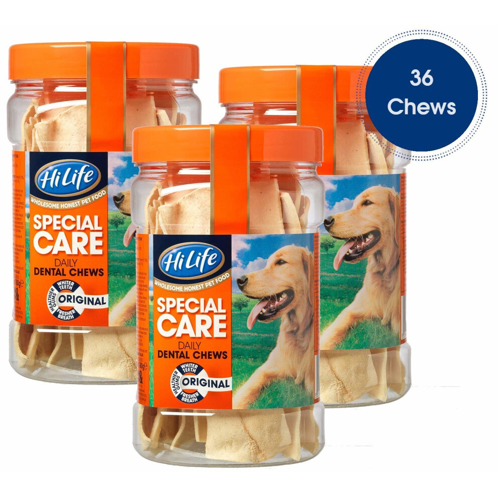 HiLife Special Care Daily Dental Dog Chews Original '3 x Jars - Total 36 Chews'