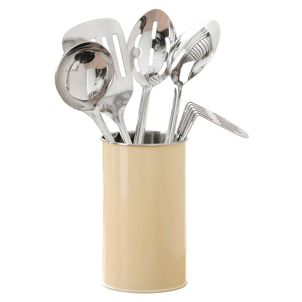 Bosna 5pc Cream Enamel Canister Kitchen Utensils Set