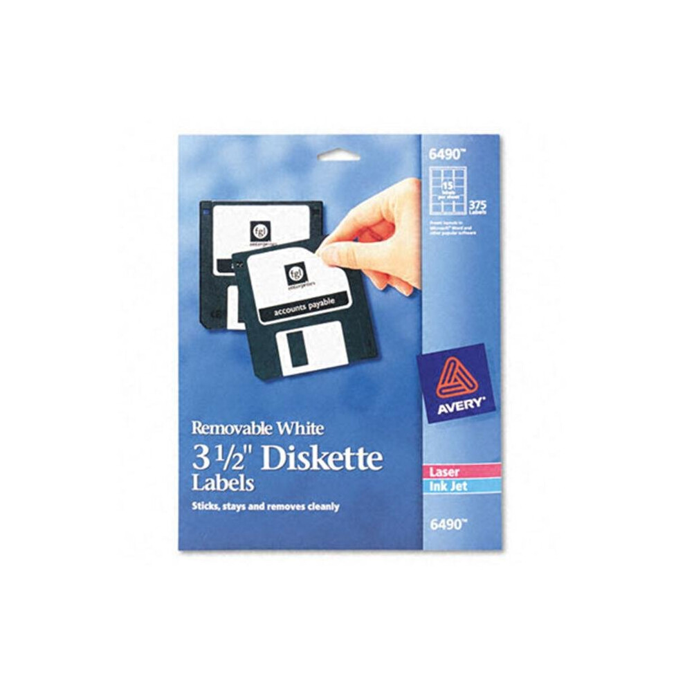 Avery 6490 Laser/Inkjet Removable 3.5in Diskette Labels  White  375 Pack-image-OPC-PNSSV6-NEW
