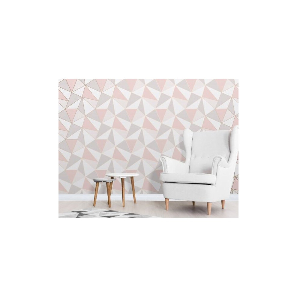 Elegant Apex Geo Sidewall Rose Gold Wallpaper Wall Decoration 0.52M X 10.05M