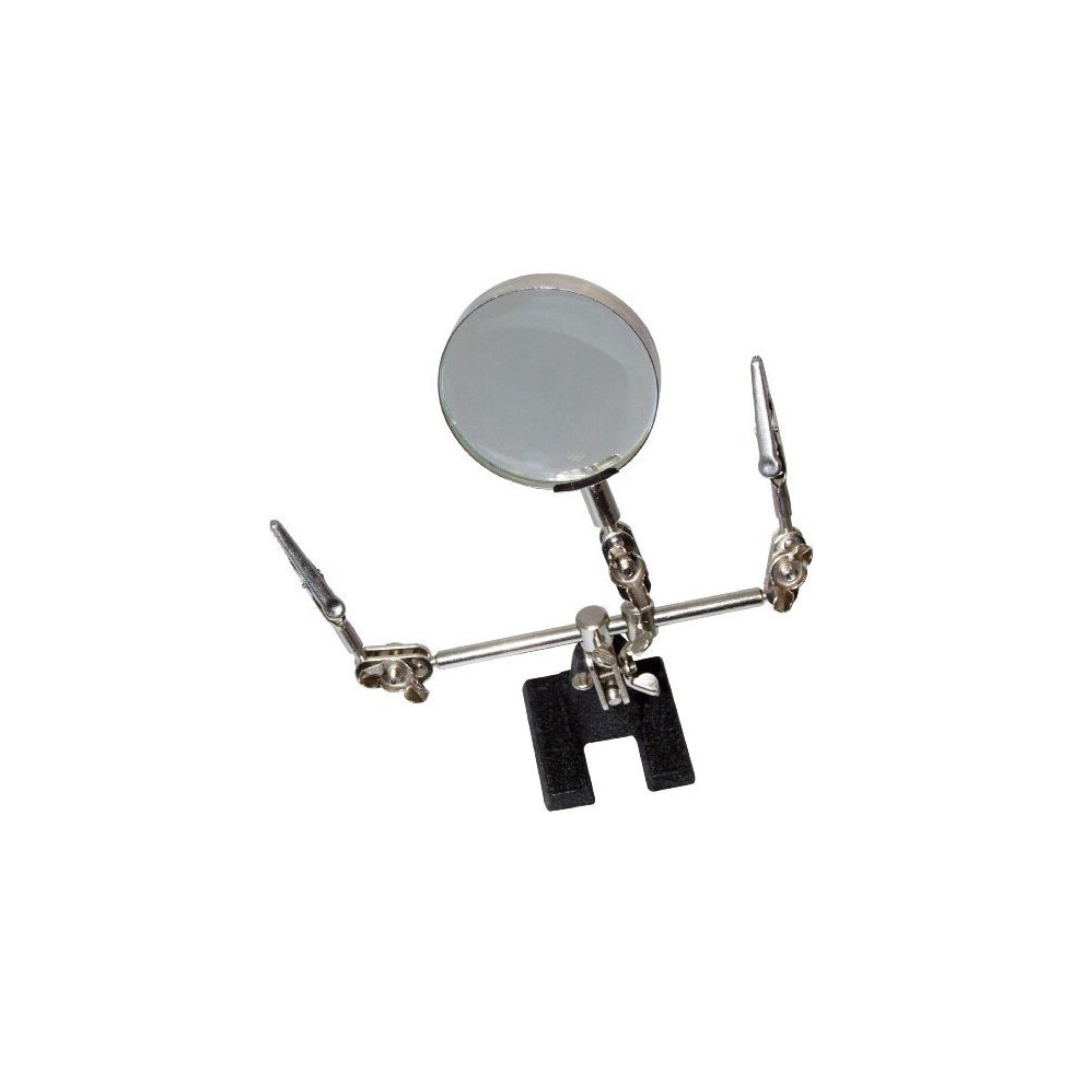 60Mm Helping Hand Magnifying Glass - Helping Hand Magnifying Soldering Iron Stand Glass Crocodile Clips Look Crafts Painting Drawing Art Approx 60Mm 5032759005925