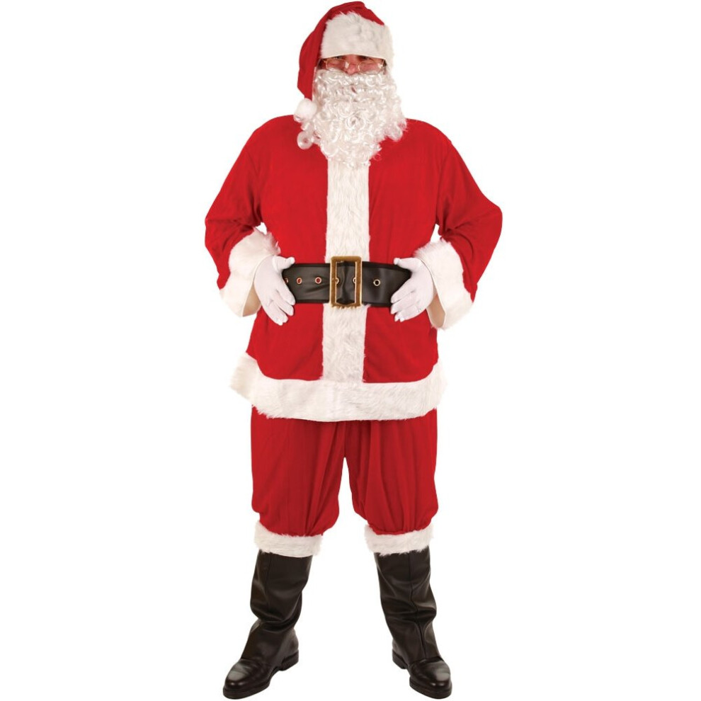 Wicked Costumes (One Size) Deluxe Santa Claus Suit Costume | Christmas White,Black,Red