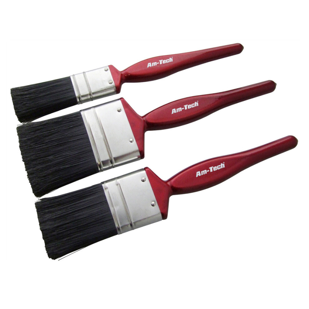 3 Piece Paint Brush Set Brushes Painting Decorating DIY 1'' to 2'' Amtech S3946