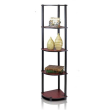 Furinno Turn-N-Tube 5 Tier Corner Display Rack Multipurpose Shelving Unit, Dark Cherry & Black - 57.7 x 11.6 x 11.6 in.