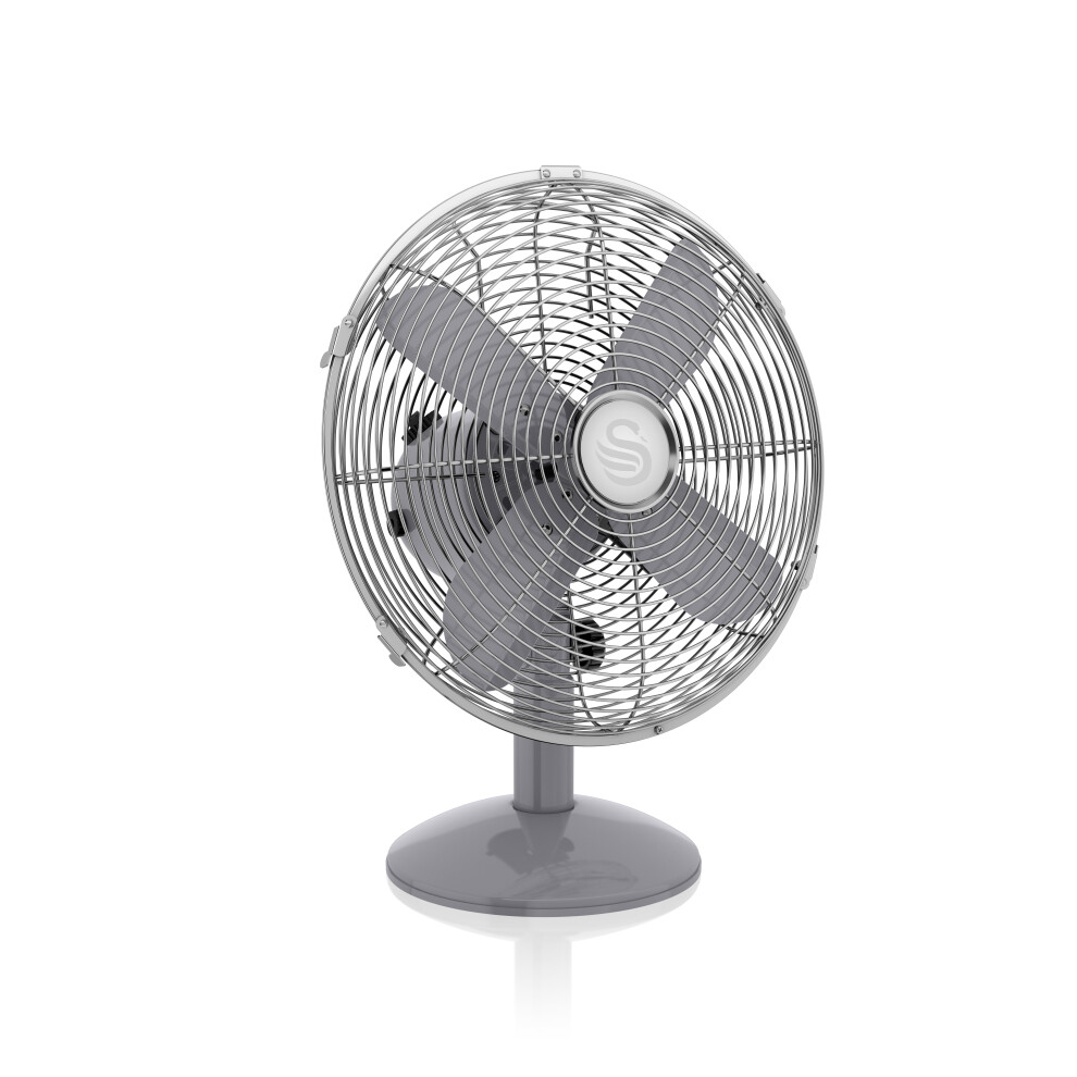 Swan Retro 12 Inch Desk Fan | Oscillating Pedestal Fan