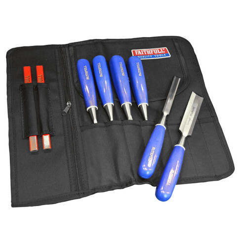 Faithfull 8 Pocket Leather Tool & Chisel Holder Storage Roll Pouch Faithfull FAILCR8 1