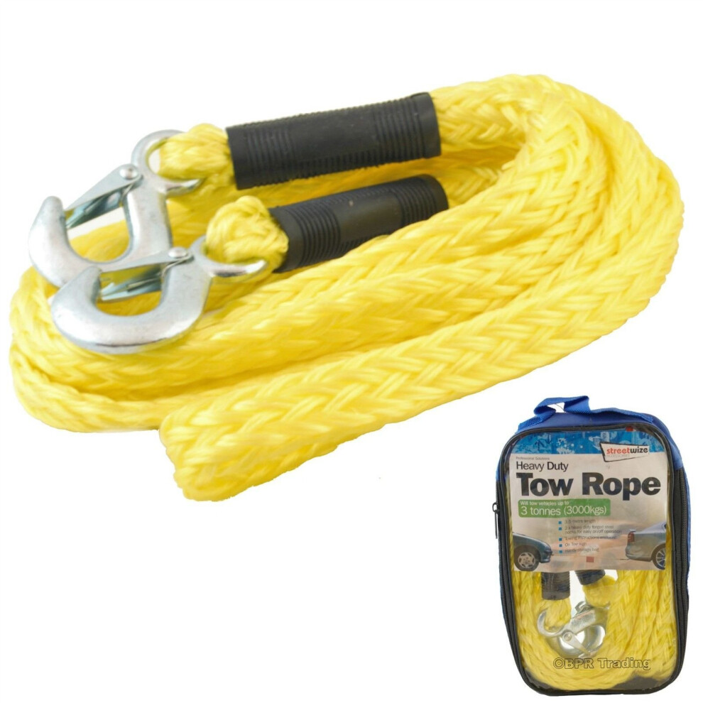 3 Ton Tonne Heavy Duty Vehicle Tow Rope Car Van Towing Strap Garage 3.5M 5026637600661