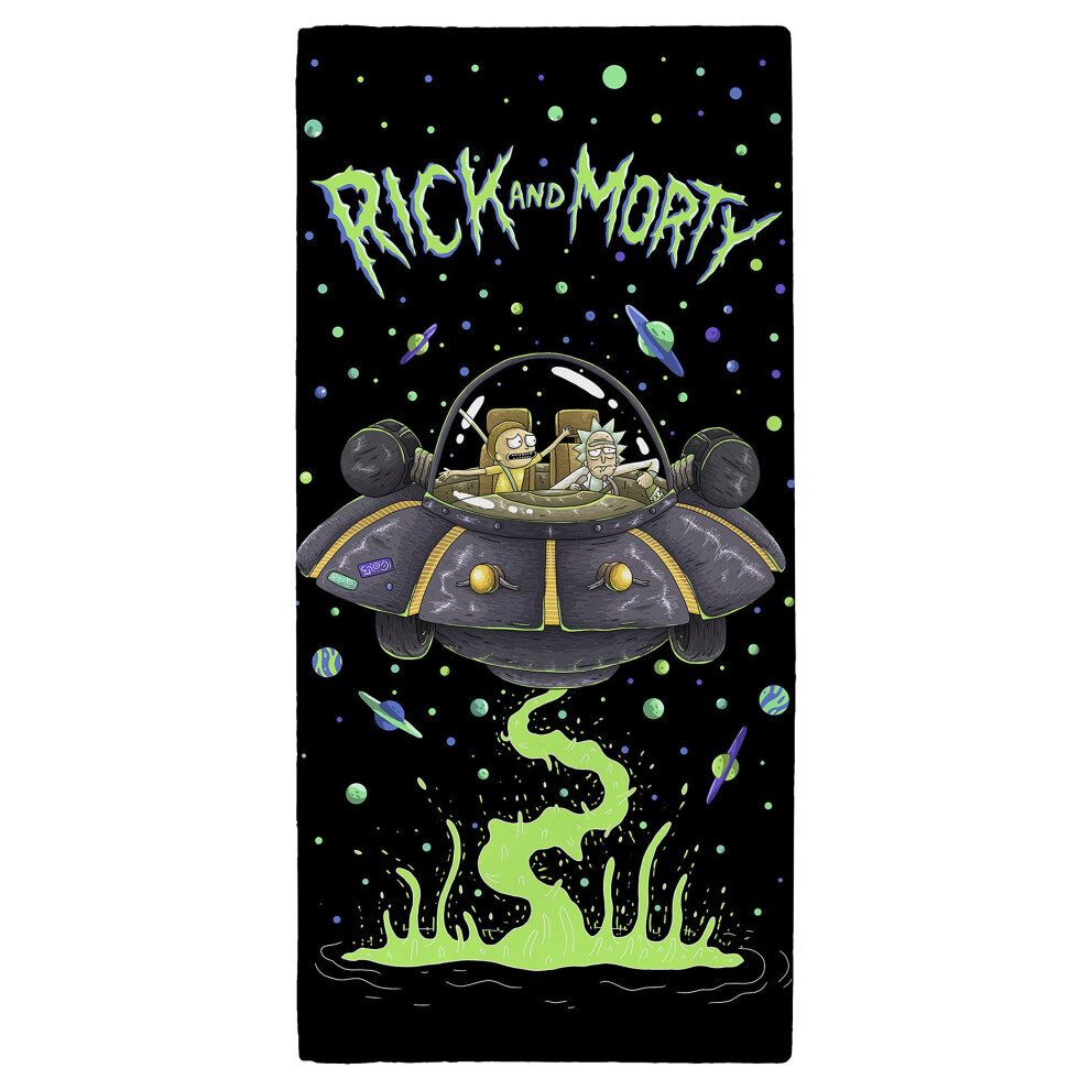 Rick and Morty" UFO Towel, Cotton, Multi-Colour, 70 x 0.5 x 140 cm