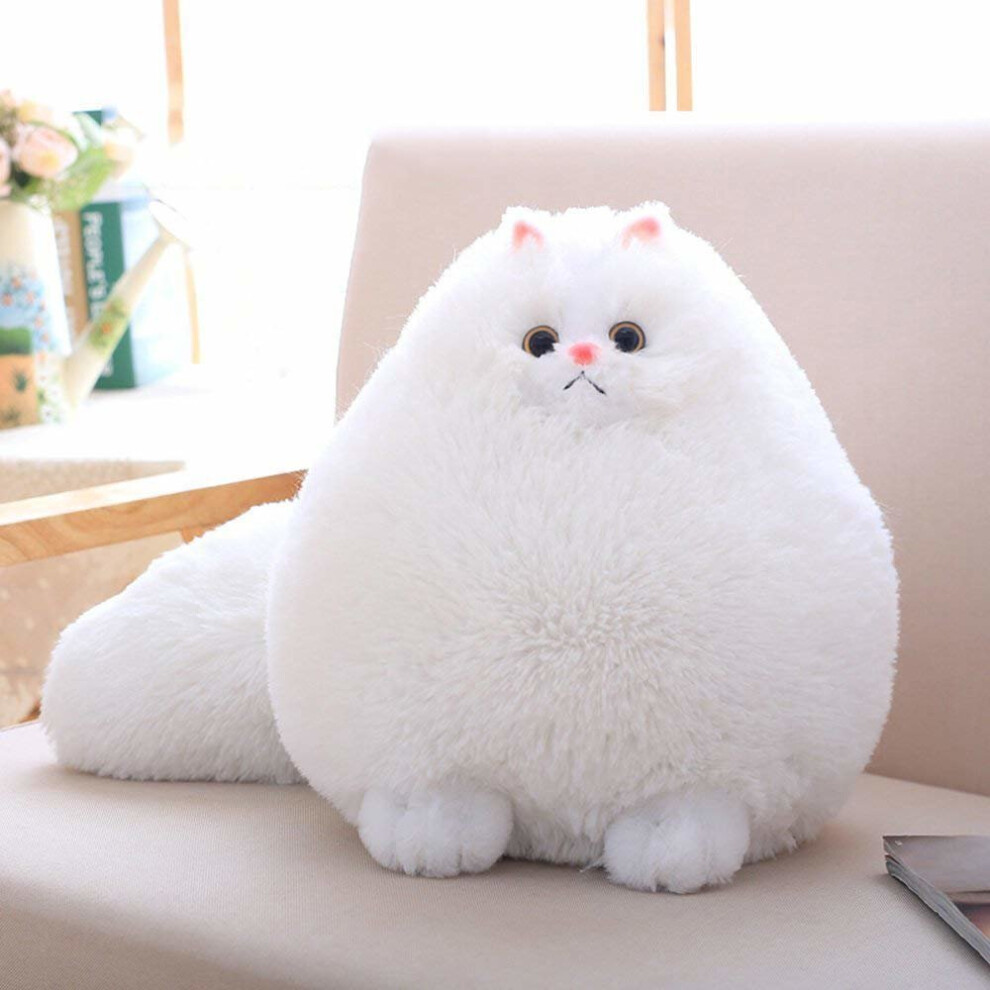 Winsterch-E Cuddly Plush Cat Soft Toys Kids Stuffed Cats Plush Animal Toys Gift Baby Doll (, 30 Cm) White