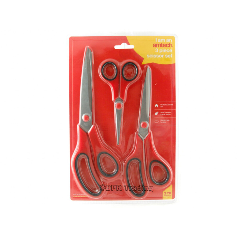 Amtech 3pc Stainless Steel Scissor Set Cutting Household Decorating DIY Kitchen