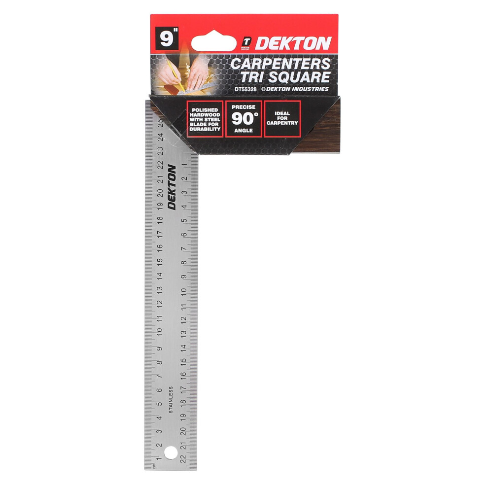 Dekton 9" Hardwood Try Set Square - Woodworking Carpenter Tool