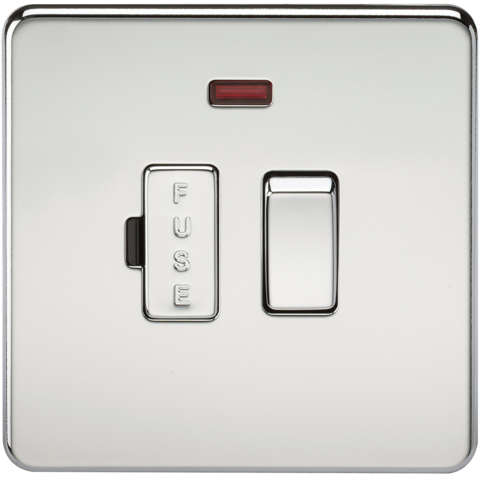 Knightsbridge Sf6300npc Screwless 13 A Switched Fused Spur Unit, Polished Chrome With Neon 5055832901402